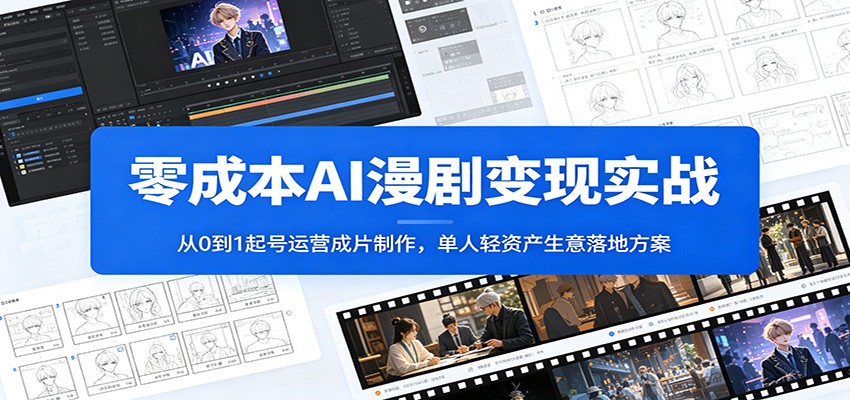 零成本AI漫剧变现实战：从0到1起号运营成片制作，单人轻资产生意落地方案-云阁资源网