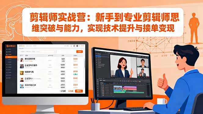 剪辑师实战营：新手到专业剪辑师思维突破与能力，实现技术提升与接单变现-云阁资源网