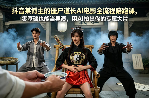 抖音某博主的僵尸道长AI电影全流程陪跑课，零基础也能当导演，用AI拍出你的专属大片-云阁资源网