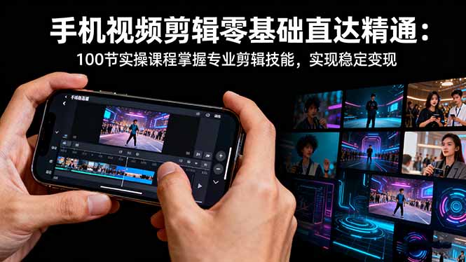 手机视频剪辑零基础直达精通：100节实操课程掌握专业剪辑技能，实现稳…-云阁资源网