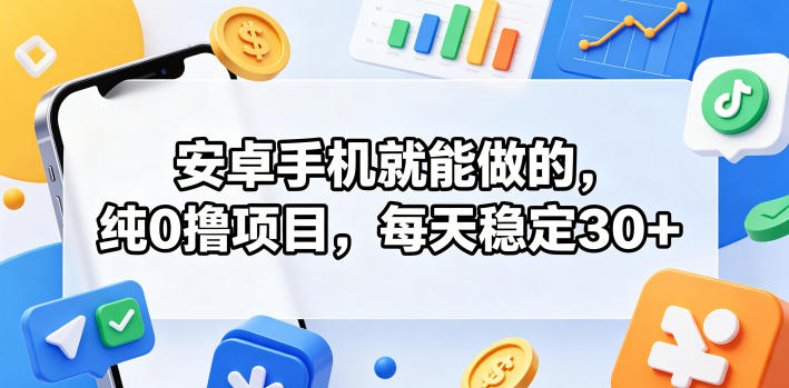 安卓手机就能做的,纯0撸项目,每天稳定30+-云阁资源网