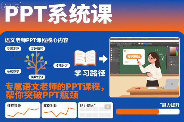 PPT系统课，专属语文老师的PPT课程，帮你突破PPT瓶颈-云阁资源网