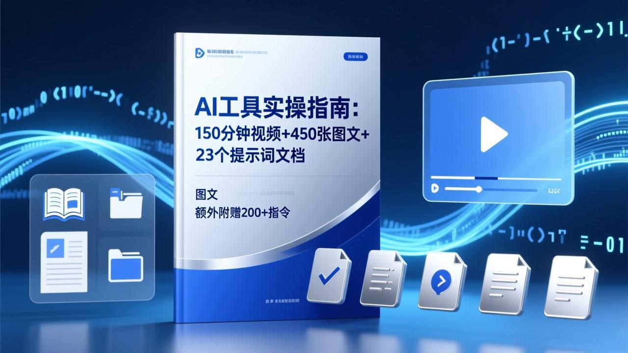 AI工具实操指南：150分钟视频+450张图文+23个提示词文档，额外附赠200+指令-云阁资源网