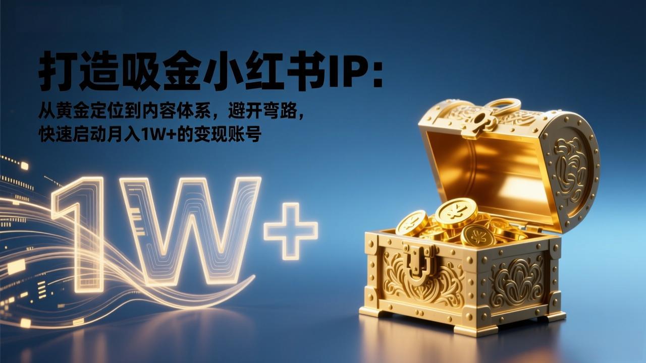 打造吸金小红书IP：从黄金定位到内容体系，避开弯路，快速启动月入1W+的变现账号-云阁资源网