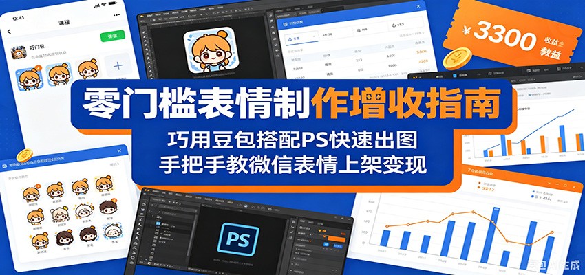 零门槛表情制作增收指南：巧用豆包搭配 PS 快速出图，手把手教微信表情上架变现-云阁资源网