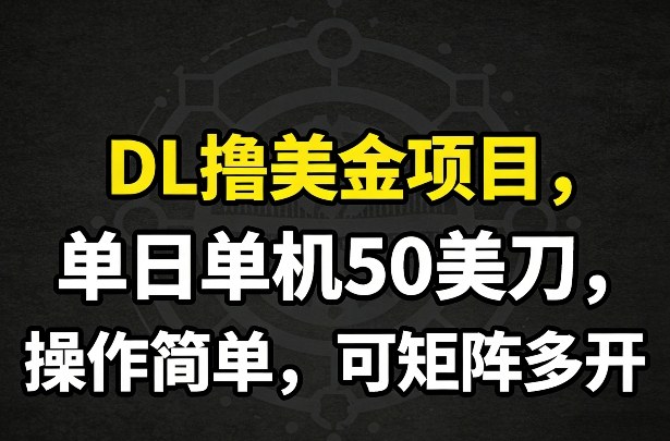 DL撸美金项目,单日单机50美刀,操作简单,可矩阵多开-云阁资源网
