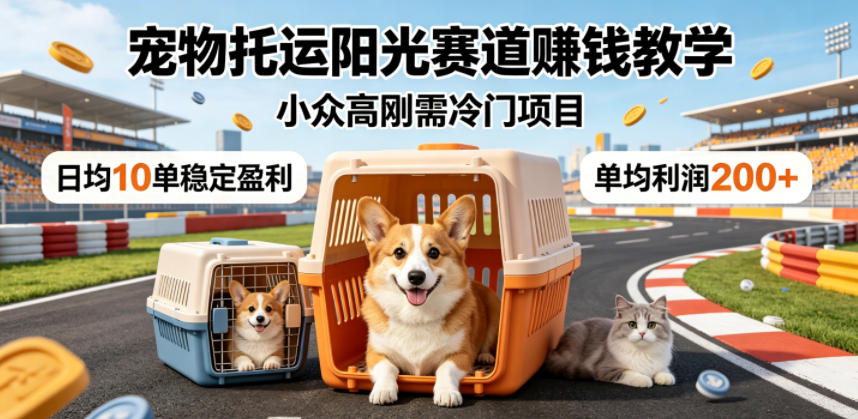 宠物托运阳光赛道賺钱教学,小众高刚需冷门项目,日均10单稳定盈利,单均利润200+-云阁资源网