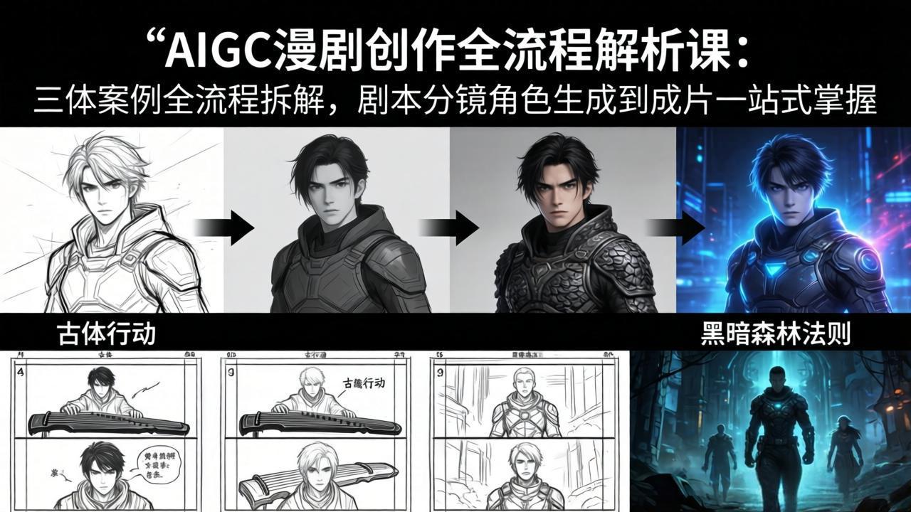 AIGC漫剧创作全流程解析课：三体案例全流程拆解，剧本分镜角色生成到成片一站式掌握-云阁资源网