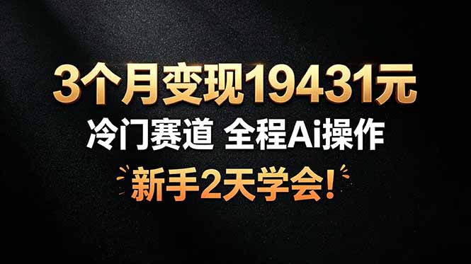 3个月变现19431元，冷门赛道 全程Ai操作，新手2天学会！-云阁资源网