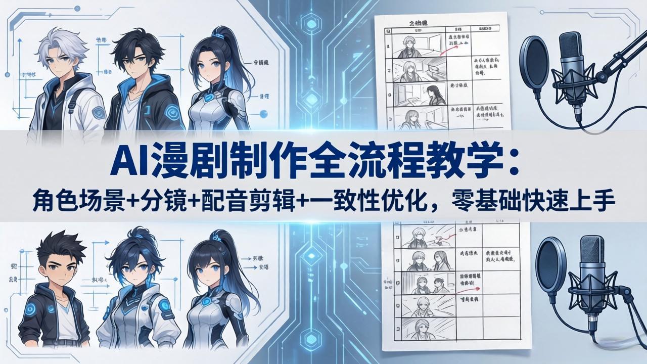 AI漫剧制作全流程教学：角色场景+分镜+配音剪辑+一致性优化，零基础快速上手-云阁资源网