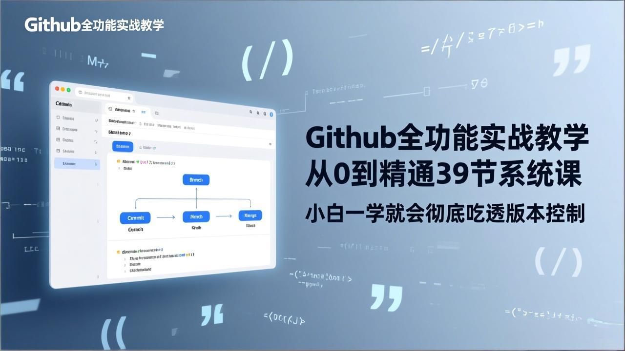 GitHub-全功能实战教学，从0到精通39节系统课，小白一学就会彻底吃透版本控制-云阁资源网