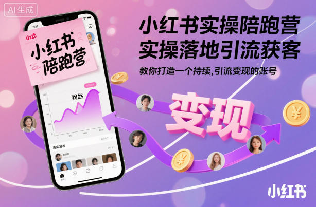 小红书实操陪跑营，实操落地引流获客，教你打造一个持续引流变现的账号-云阁资源网