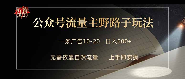 公众号流量主野路子玩法 单条广告10-20元 日入500+-云阁资源网