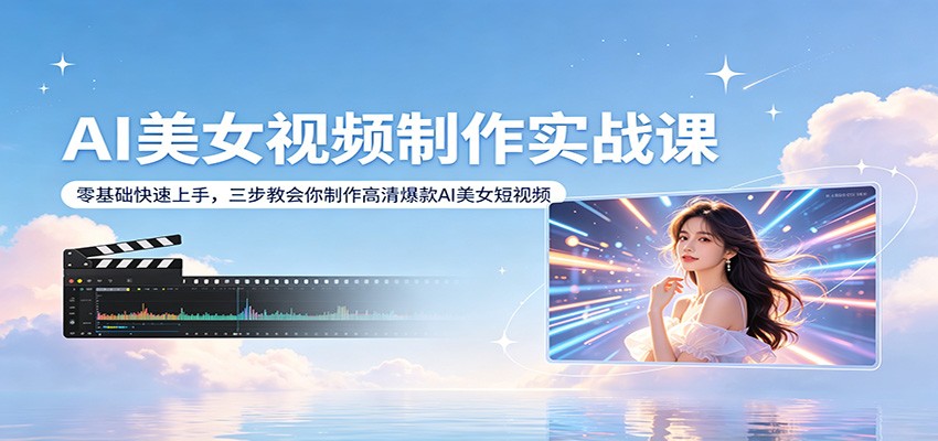 AI美女视频制作实战课：零基础快速上手，三步教会你制作高清爆款AI美女短视频-云阁资源网