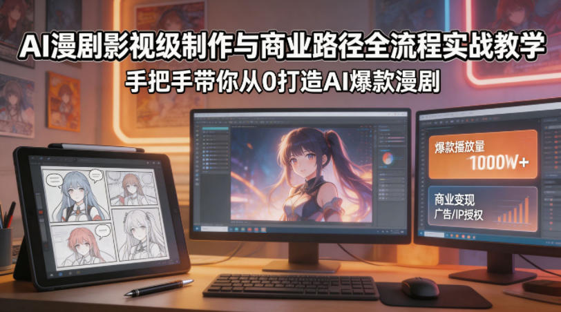 AI漫剧影视级制作与商业路径全流程实战教学，手带你从0打造AI爆款漫剧-云阁资源网