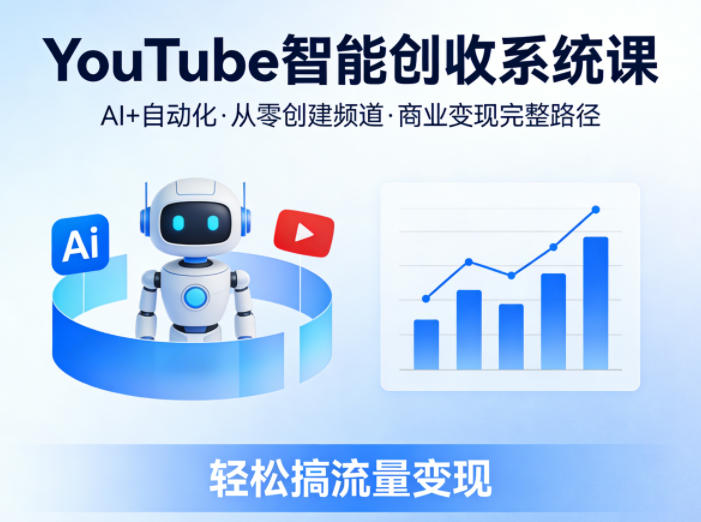 YouTube智能创收系统课，AI+自动化，从零创建YouTube频道并实现商业变现的完整路径，轻松搞流量变现-云阁资源网