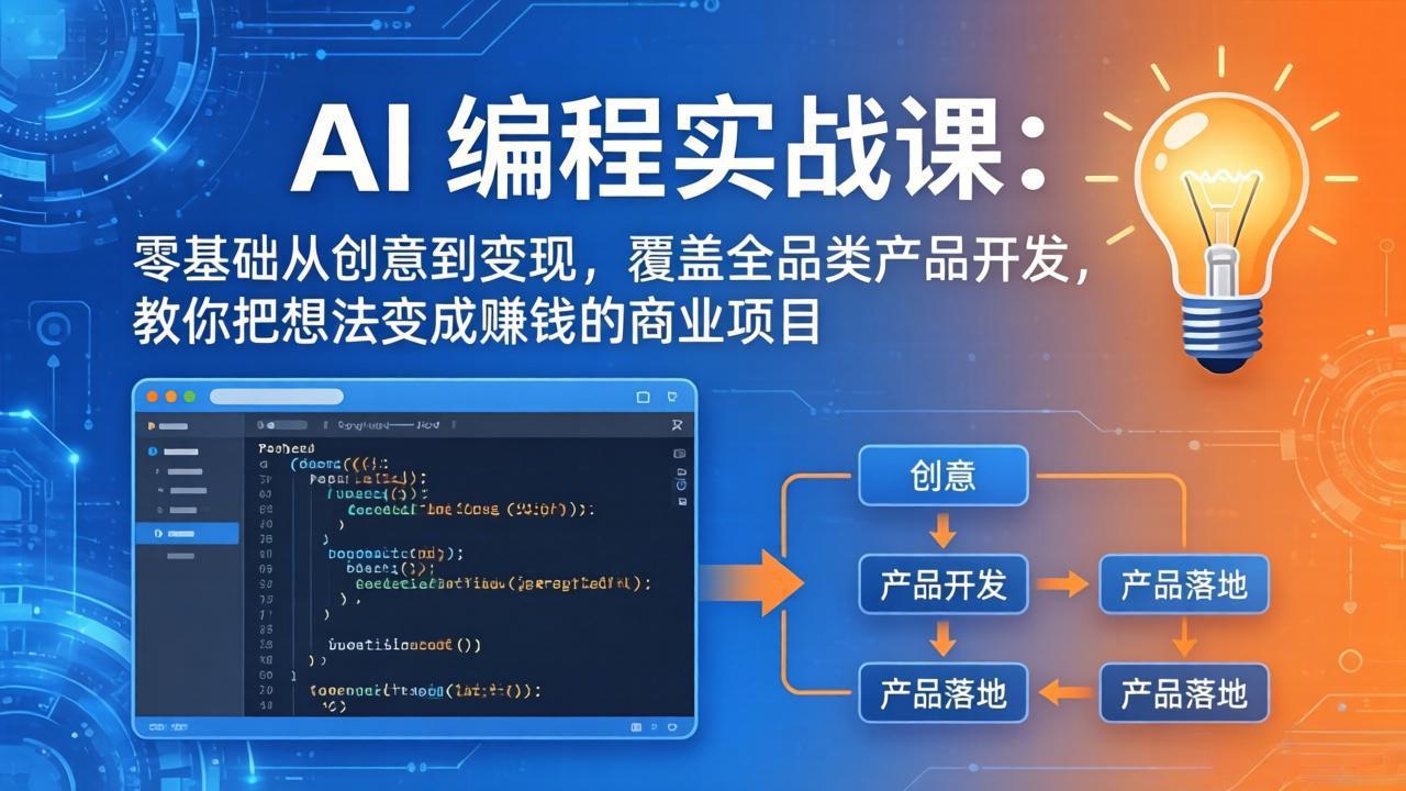 AI编程实战课-第三期-6月更新:零基础从创意到变现,覆盖全品类产品开发,把想法变成赚钱项目-云阁资源网