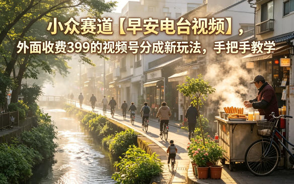小众赛道【早安电台视频】，外面收费399的视频号分成新玩法，手把手教学-云阁资源网
