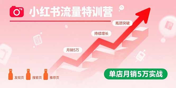 小红书流量特训营：突破流量瓶颈，实现店铺持续增长，单店月销5万实战-云阁资源网