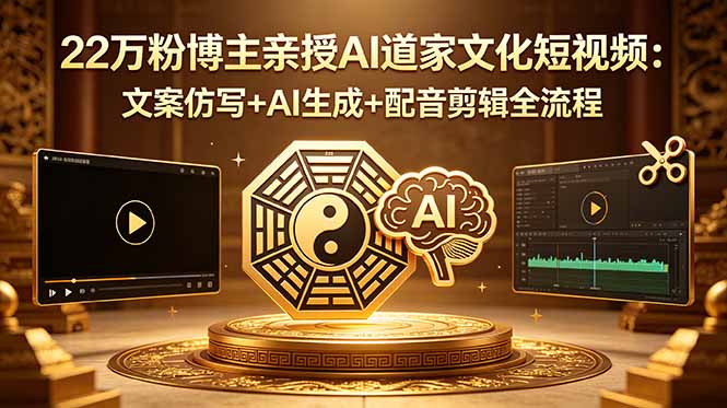 22万粉博主亲授AI道家文化短视频:文案仿写+AI生成+配音剪辑全流程-云阁资源网