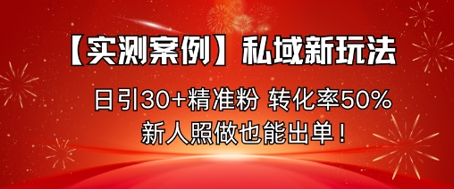 【实测案例】私域新玩法，日引30+精准粉，转化率50%，新人照做也能出单！-云阁资源网