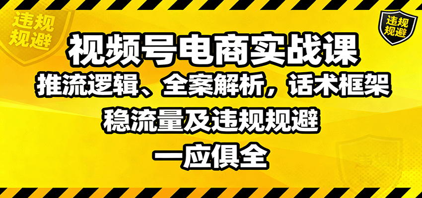 视频号电商实战课：推流逻辑、全案解析，话术框架，稳流量及违规规避等-云阁资源网