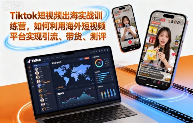 Tiktok短视频出海实战训练营，如何利用海外短视频平台实现引流、带货、测评-云阁资源网