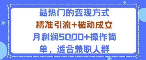 小众赛道玩法：当下最热门的变现方式，精准引流+被动成交月利润5k+操作简单，适合兼职人群-云阁资源网