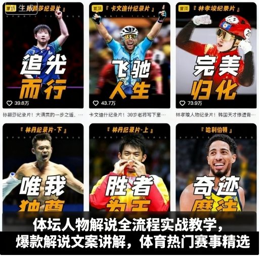 体坛人物解说全流程实战教学，爆款解说文案讲解，体育热门赛事精选-云阁资源网