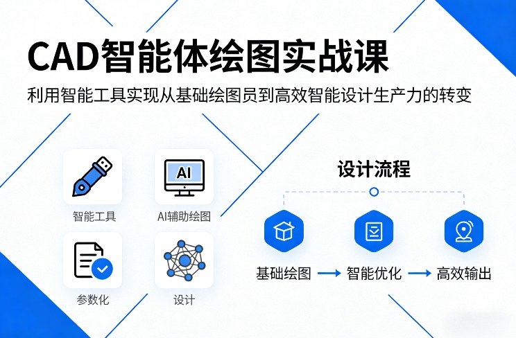 CAD智能体绘图实战课,利用智能工具,实现从基础绘图员到高效智能设计生产力的转变-云阁资源网