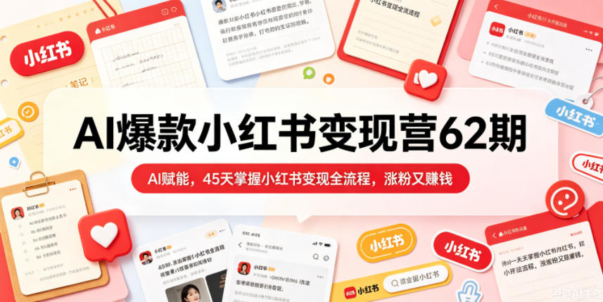 AI爆款小红书变现营62期2026年5月，AI赋能，45天掌握小红书变现全流程，涨粉又賺钱-云阁资源网