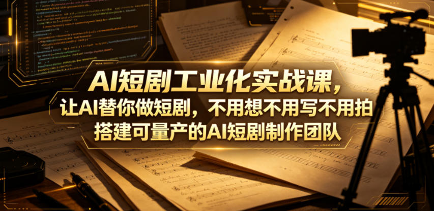 AI短剧工业化实战课，让AI替你做短剧，不用想不用写不用拍，搭建可量产的AI短剧制作团队-云阁资源网