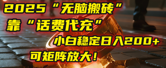 无脑搬砖项目：靠“话费代充”，小白稳定日入200+，可矩阵放大！-云阁资源网
