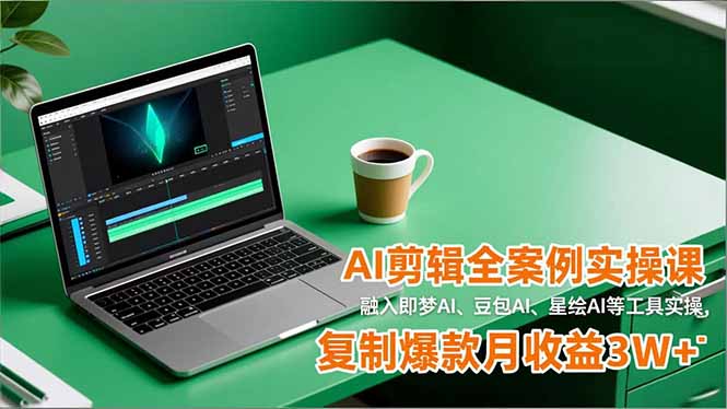 AI剪辑全案例实操课,融入即梦AI、豆包AI、星绘AI等工具实操,复制爆款月收益3W+-云阁资源网