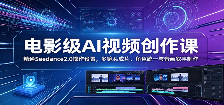 电影级AI视频创作课:精通Seedance2.0操作设置,多镜头成片、角色统一与音画叙事制作-云阁资源网