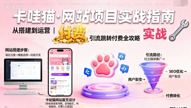 卡哇猫·网站项目，网站搭建与运营以及引流跳转付费-云阁资源网
