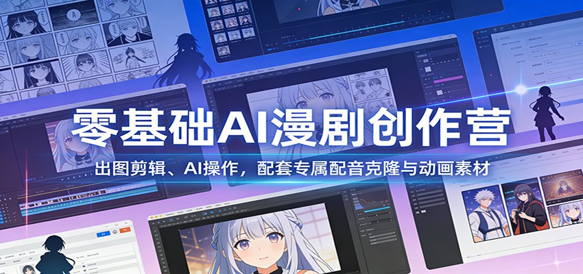 零基础AI漫剧创作营：出图剪辑、AI操作，配套专属配音克隆与动画素材-云阁资源网