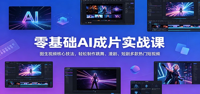 零基础AI成片实战课：图生视频核心技法，轻松制作跳舞、漫剧、短剧多款热门短视频-云阁资源网