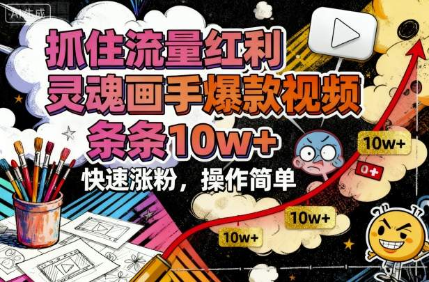 抓住流量红利，灵魂画手爆款视频，条条10w+，快速涨粉，操作简单-云阁资源网