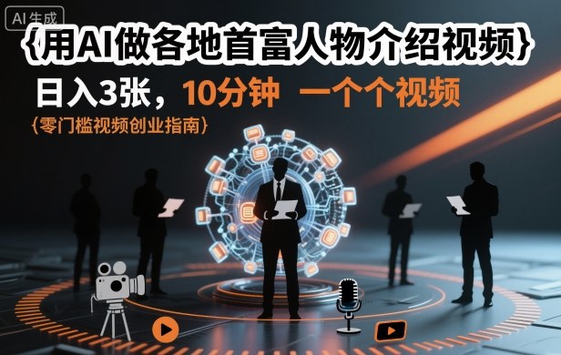 用AI做各地首富人物介绍视频,日入3张,10分钟一个视频-云阁资源网