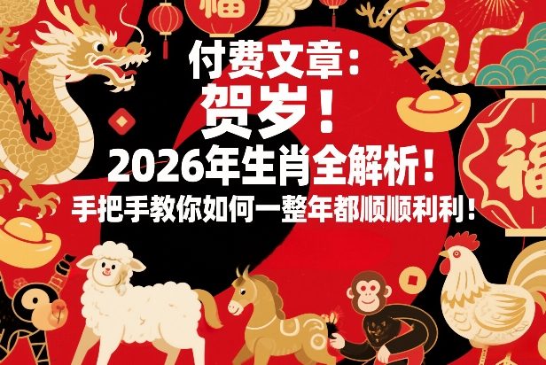 付费文章：贺岁！2026年生肖全解析！手把手教你如何一整年都顺顺利利！-云阁资源网