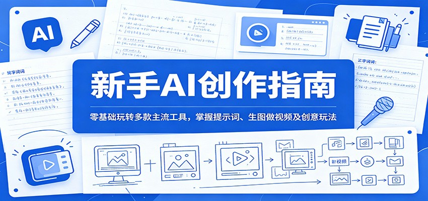新手AI创作指南:零基础玩转多款主流工具,掌握提示词、生图做视频及创意玩法-云阁资源网