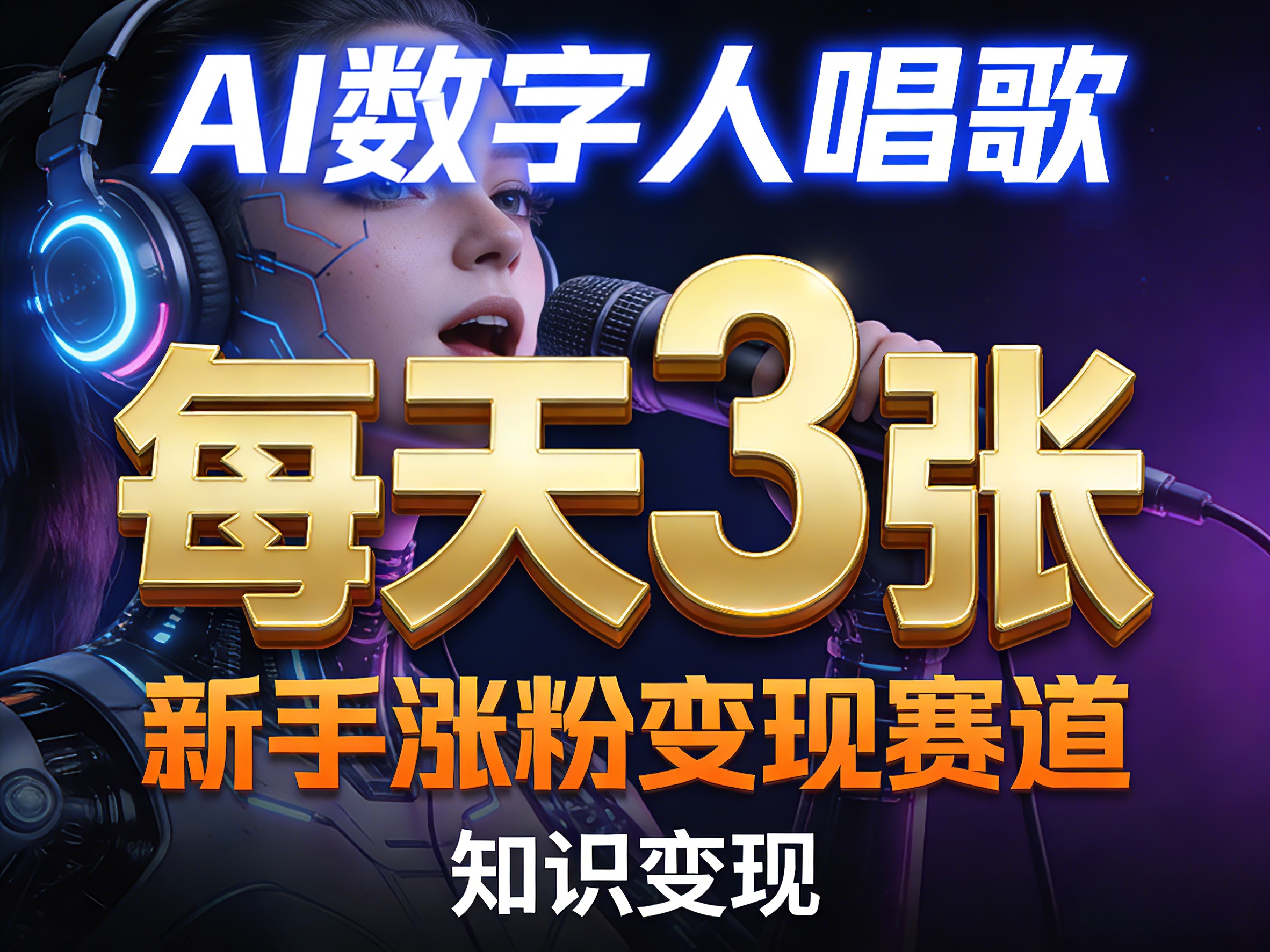 AI数字人唱歌，新手涨粉变现赛道，每天3张和知识付费，副业必备-云阁资源网