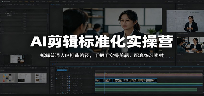 AI剪辑标准化实操营：拆解普通人IP打造路径，手把手实操剪辑，配套练习素材-云阁资源网