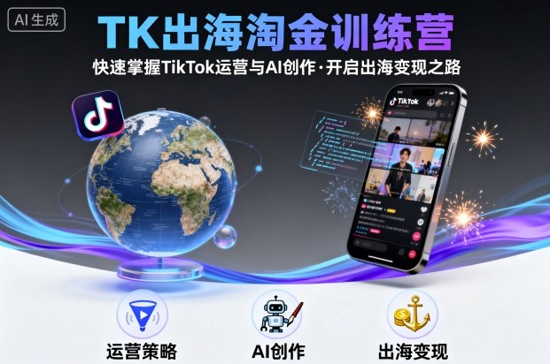 TK出海淘金训练营，助你快速掌握TikTok运营与AI创作，开启出海变现之路-云阁资源网