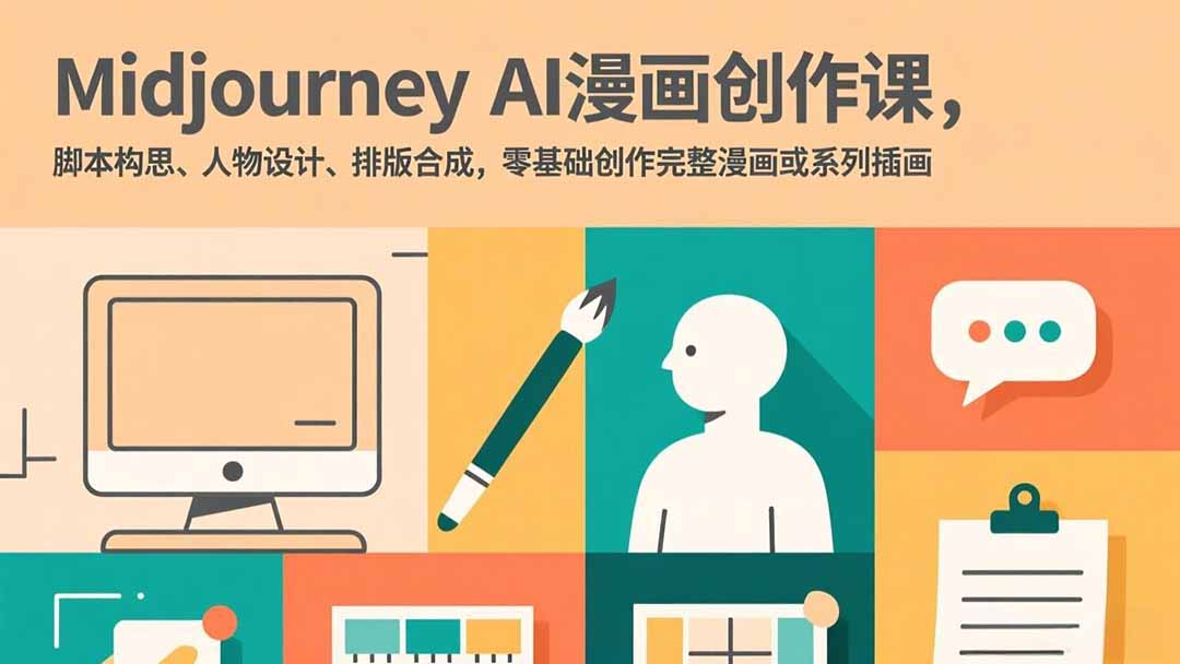 Midjourney AI漫画创作课，脚本构思、人物设计、排版合成，零基础创作完整漫画或系列插画-云阁资源网