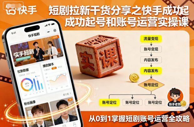 短剧拉新干货分享之快手成功起号和账号运营实操课-云阁资源网