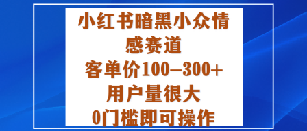 小红书暗黑小众情感赛道，客单价100-300+用户量很大，0门槛即可操作-云阁资源网