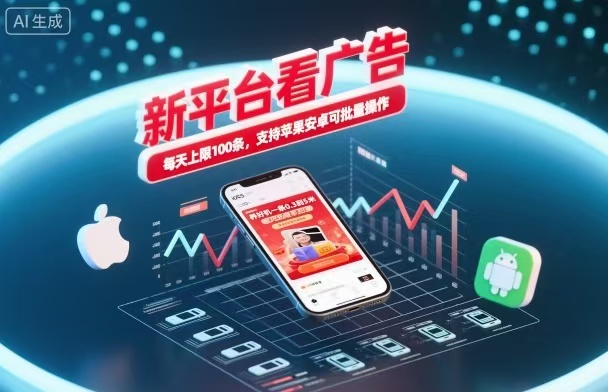 新台看广告,养好机一条5毛到5块,单机日入30到100,支持苹果安卓,可批量操作。-云阁资源网