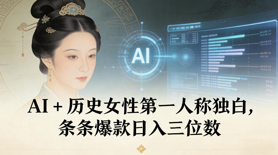 AI+历史女性第一人称独白，条条爆款日入三位数-云阁资源网